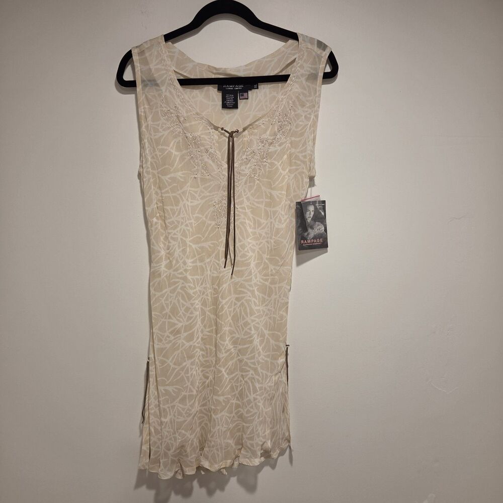 Vintage Deadstock 90s Y2K Festival Party Dress XL Sheer Beaded Western Boho Gyps